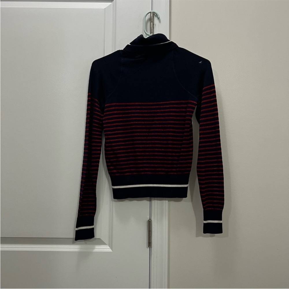 No. 21 Blue Striped Knit Logo Turtleneck Sweater Size Small - Picture 3 of 6